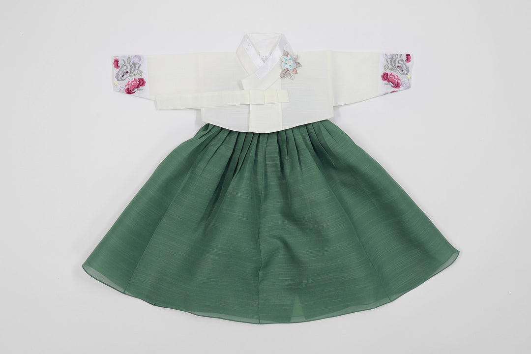 Korean Traditional Baby Girl Hanbok Clothing 1 Age Dol Party Celebration Ivory Khaki 1–15 Ages HG169