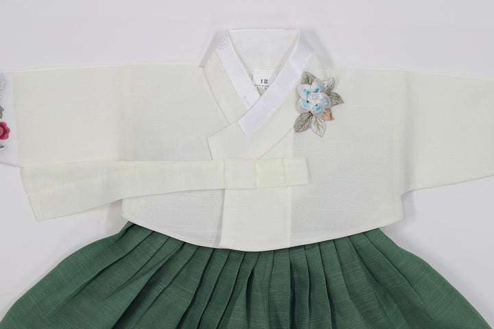 Korean Traditional Baby Girl Hanbok Clothing 1 Age Dol Party Celebration Ivory Khaki 1–15 Ages HG169