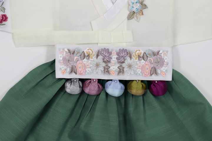 Korean Traditional Baby Girl Hanbok Clothing 1 Age Dol Party Celebration Ivory Khaki 1–15 Ages HG169