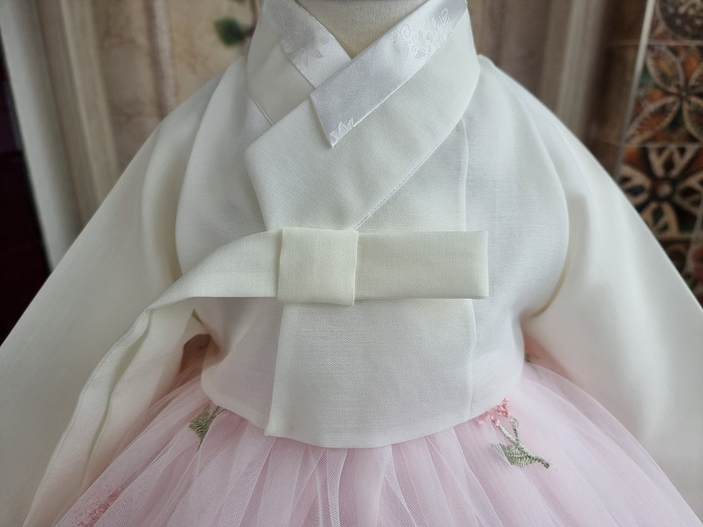 Hanbok Girl Baby Korea Traditional Clothing Set First Birthday Celebration Party 100th Birth Celebration 1–8 years Ivory Flower