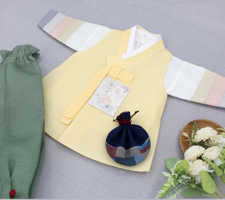 Korean Traditional Boy Baby Hanbok Dol Baikil Party Celebration 100th-10 Years Yellow DDB116