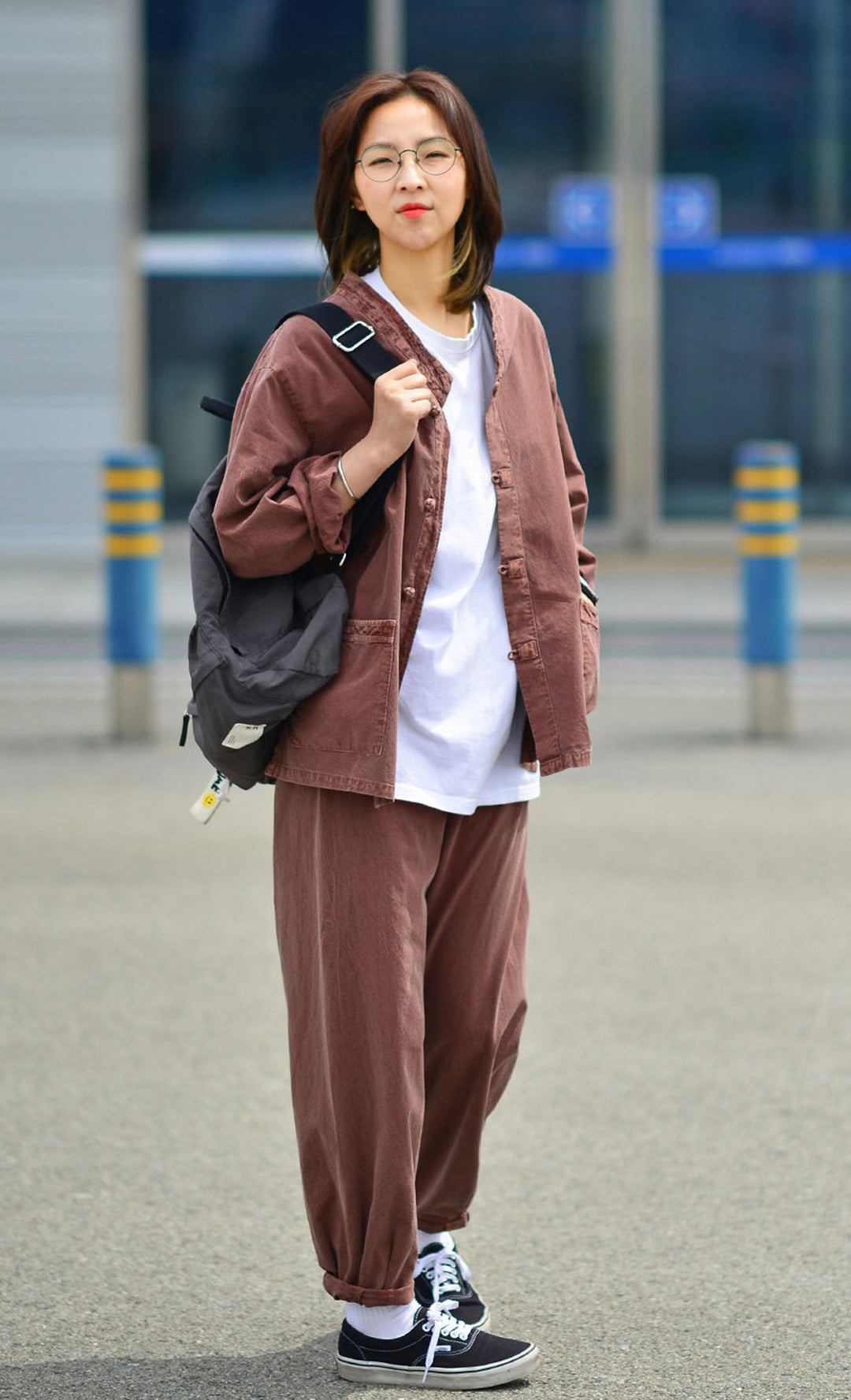 Korean Hanbok Washed Cotton Common Use Man Woman Casual Daily Clothing BTS Long Sleeve Brown 10042