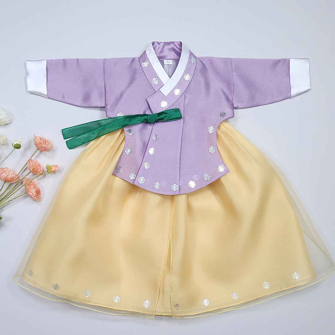 Korea Traditional Hanbok Girl Baby Purple Gold Print Baikil 1–10 Years 1st Birthday Party GOG206