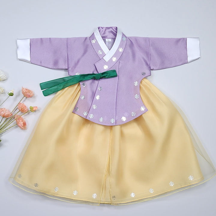 Korea Traditional Hanbok Girl Baby Purple Gold Print Baikil 1–10 Years 1st Birthday Party GOG206