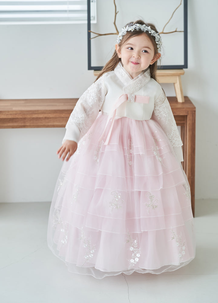 Hanbok Dress Girl Baby Korea Traditional Clothing Set First Birthday Celebration Party Celebration 1–10 Years Fancy Beads Dress OS101