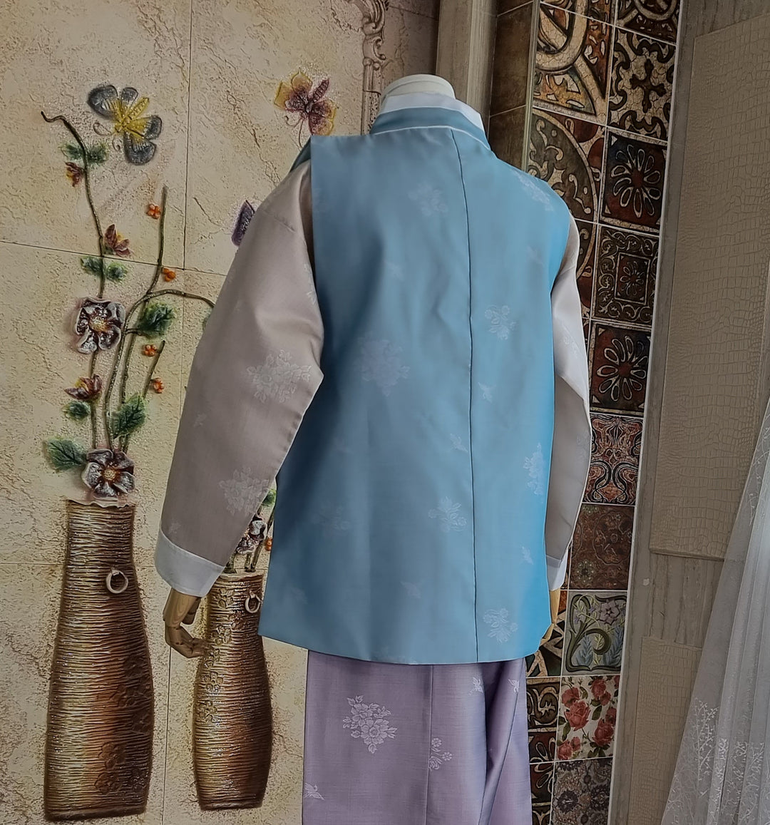 Korean Traditional Man Hanbok Wedding Party Ceremony Blue BDM102