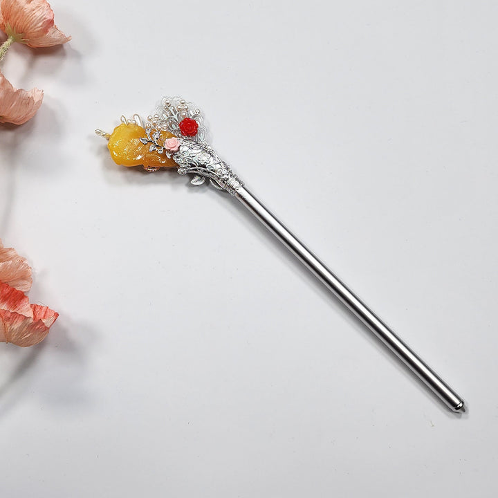 Korea Binyeo 비녀 Hair Accessory for Woman Hanbok Decoration Ornament Beads Flower 27 cm HB27