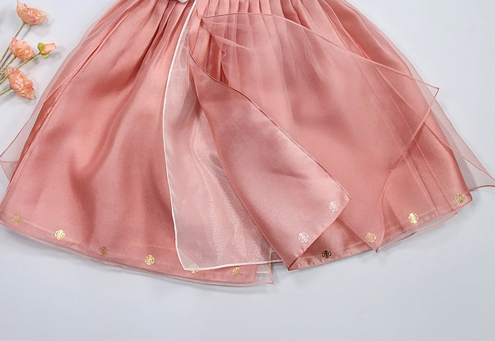 Korea Traditional Hanbok Girl Baby White Gold Print Baikil 1–10 Years 1st Birthday Party GOG208