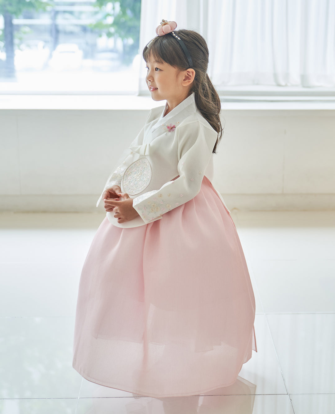 Hanbok Girl Baby Korea Traditional Clothing Set First Birthday Celebration Party 100th Birth Celebration 1-10 years Ivory Light Pink