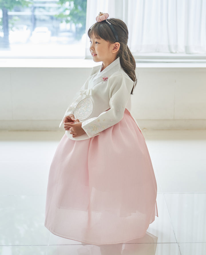 Hanbok Girl Baby Korea Traditional Clothing Set First Birthday Celebration Party 100th Birth Celebration 1-10 years Ivory Light Pink