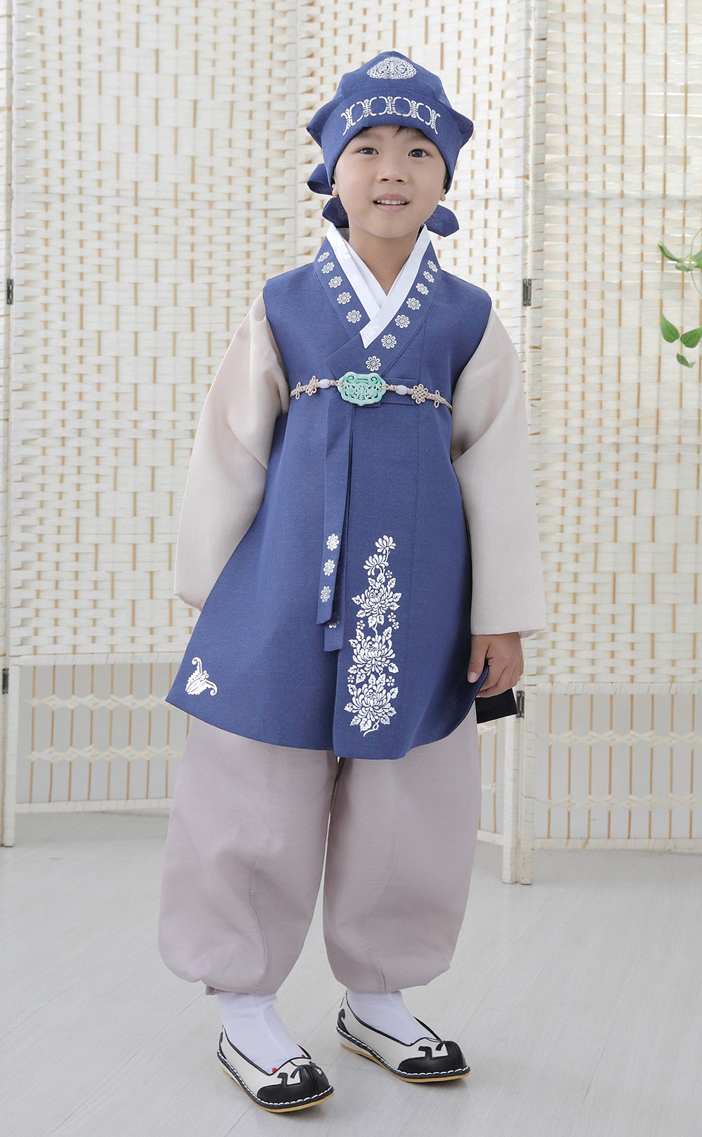 Korean Traditional Boy Baby Hanbok Dol Baikil Party Celebration 100th-10 Years Vivid Blue DDB114