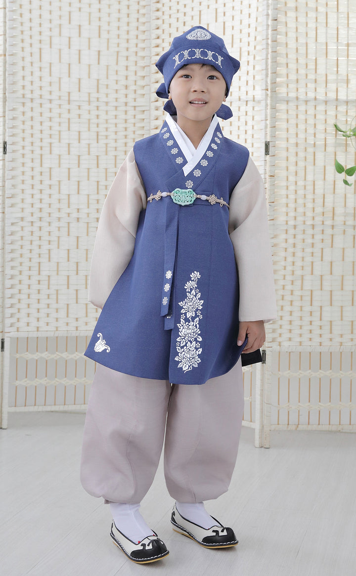Korean Traditional Boy Baby Hanbok Dol Baikil Party Celebration 100th-10 Years Vivid Blue DDB114