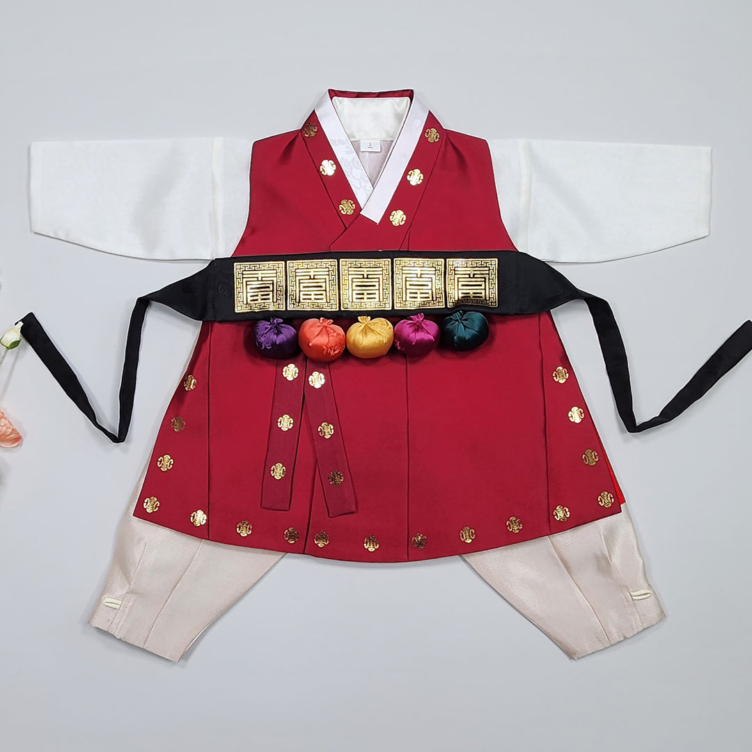 Korean Traditional Hanbok Brother Boy Baby Dol Baikil Party Celebration 100th-10 Ages 1st Birthday Red Green GHB204