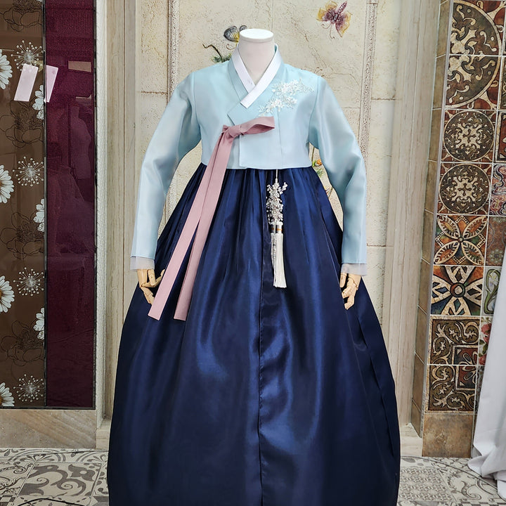 Korean Traditional Woman Personal Custom Hanbok Wedding Party Ceremony Pink Blue Navy Groom's Mom Hanbok&nbsp;OSW006