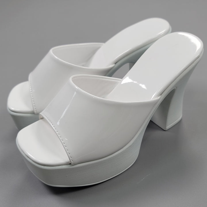 Korean Traditional Hanbok Shoes Socks for Woman Girl White Color Slipper 11 cm Heel Footwear Wedding Birthday PU WS112