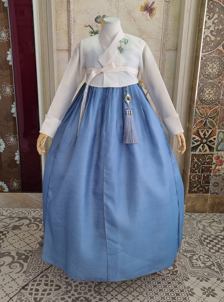 Korean Traditional Woman Man Couple Personal Custom Hanbok Wedding Party Ceremony Blue Hanbok OSF131