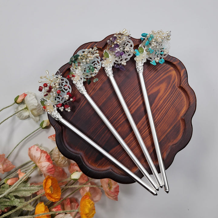 Korea Binyeo 비녀 Hair Accessory for Woman Hanbok Decoration Ornament Beads Flower 25 cm HB26