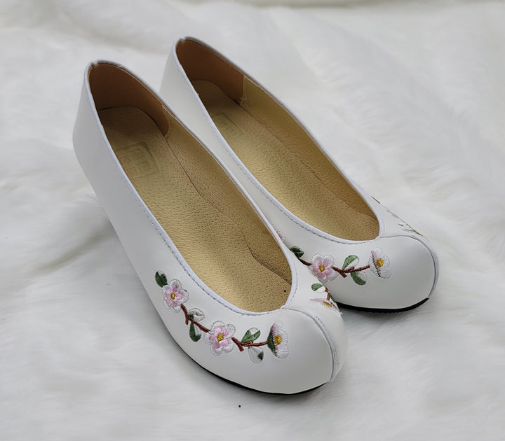 Korean Traditional Hanbok Shoes Socks for Woman Girl pastel Color White Embroidery Footwear Wedding Birthday PU WS107