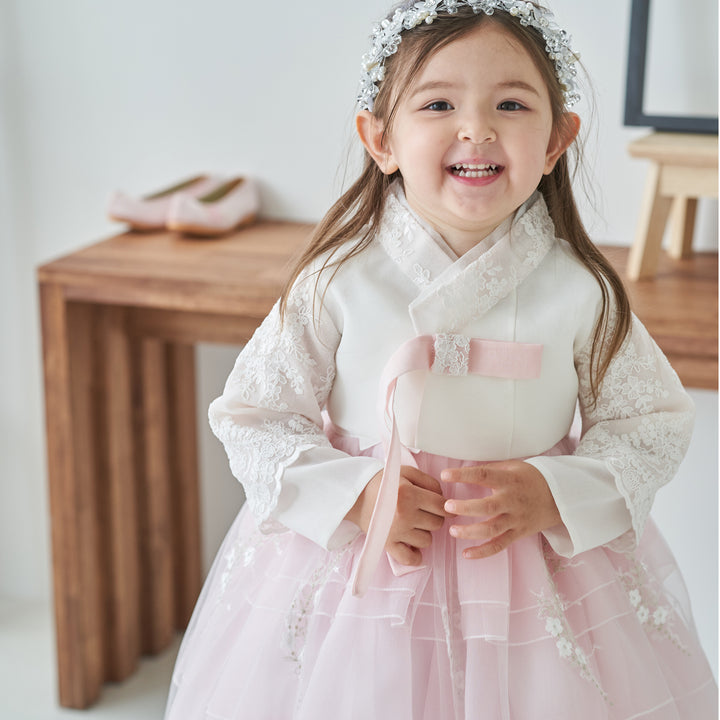 Hanbok Dress Girl Baby Korea Traditional Clothing Set First Birthday Celebration Party Celebration 1–10 Years Fancy Beads Dress OS101