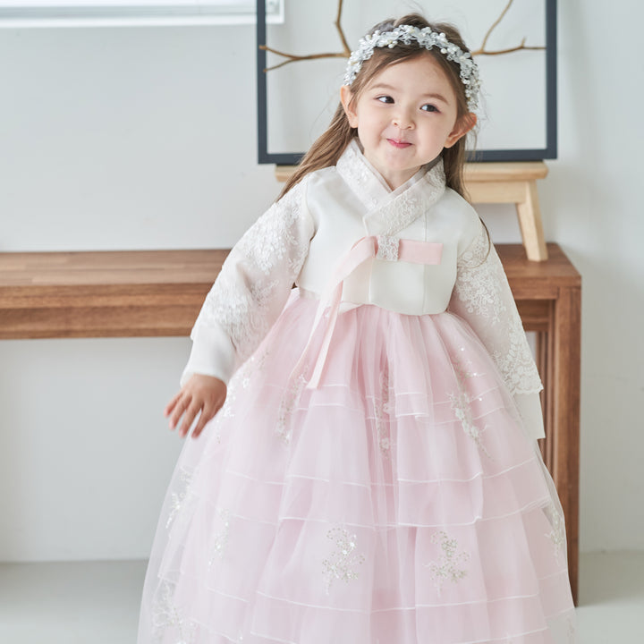 Hanbok Dress Girl Baby Korea Traditional Clothing Set First Birthday Celebration Party Celebration 1–10 Years Fancy Beads Dress OS101