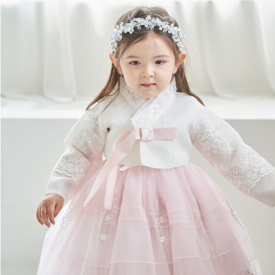Hanbok Dress Girl Baby Korea Traditional Clothing Set First Birthday Celebration Party Celebration 1–10 Years Fancy Beads Dress OS101