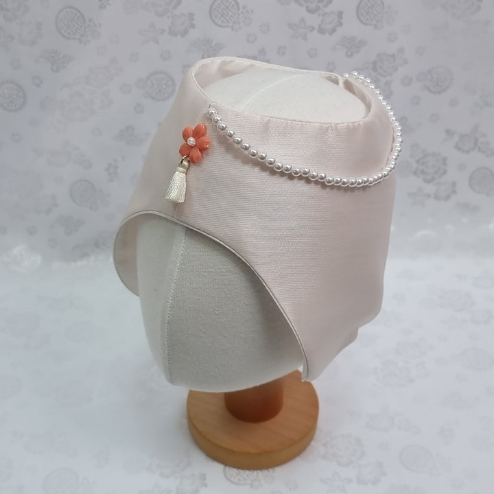 Hanbok Hat for Girl Baby Korea Traditional Hanbok Cap 조바위 Pink Gold Print OS04