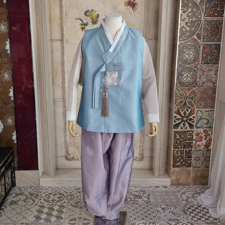 Korean Traditional Man Hanbok Wedding Party Ceremony Blue BDM102