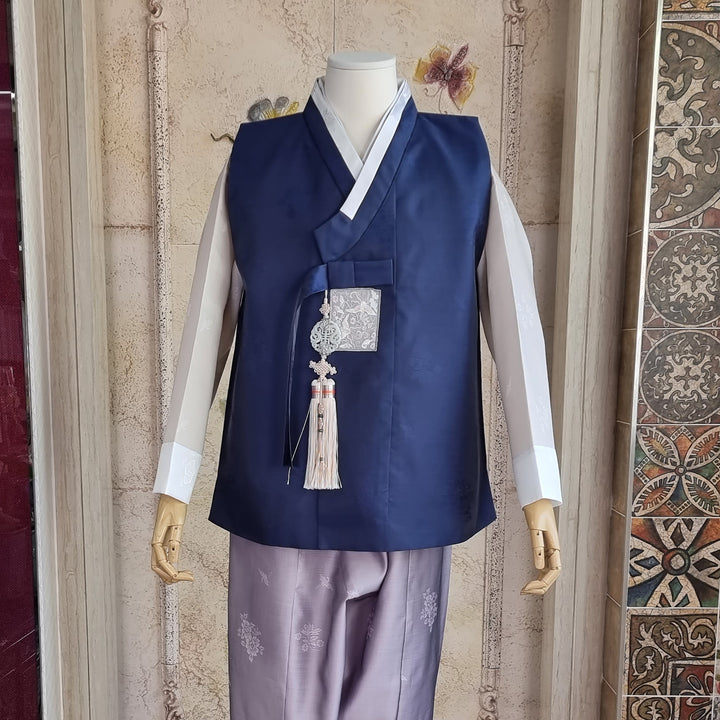Korean Traditional Man Hanbok Wedding Party Ceremony Navy BDM101