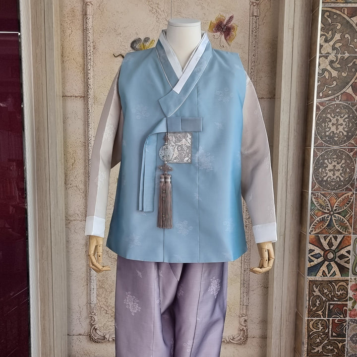 Korean Traditional Man Hanbok Wedding Party Ceremony Blue BDM102