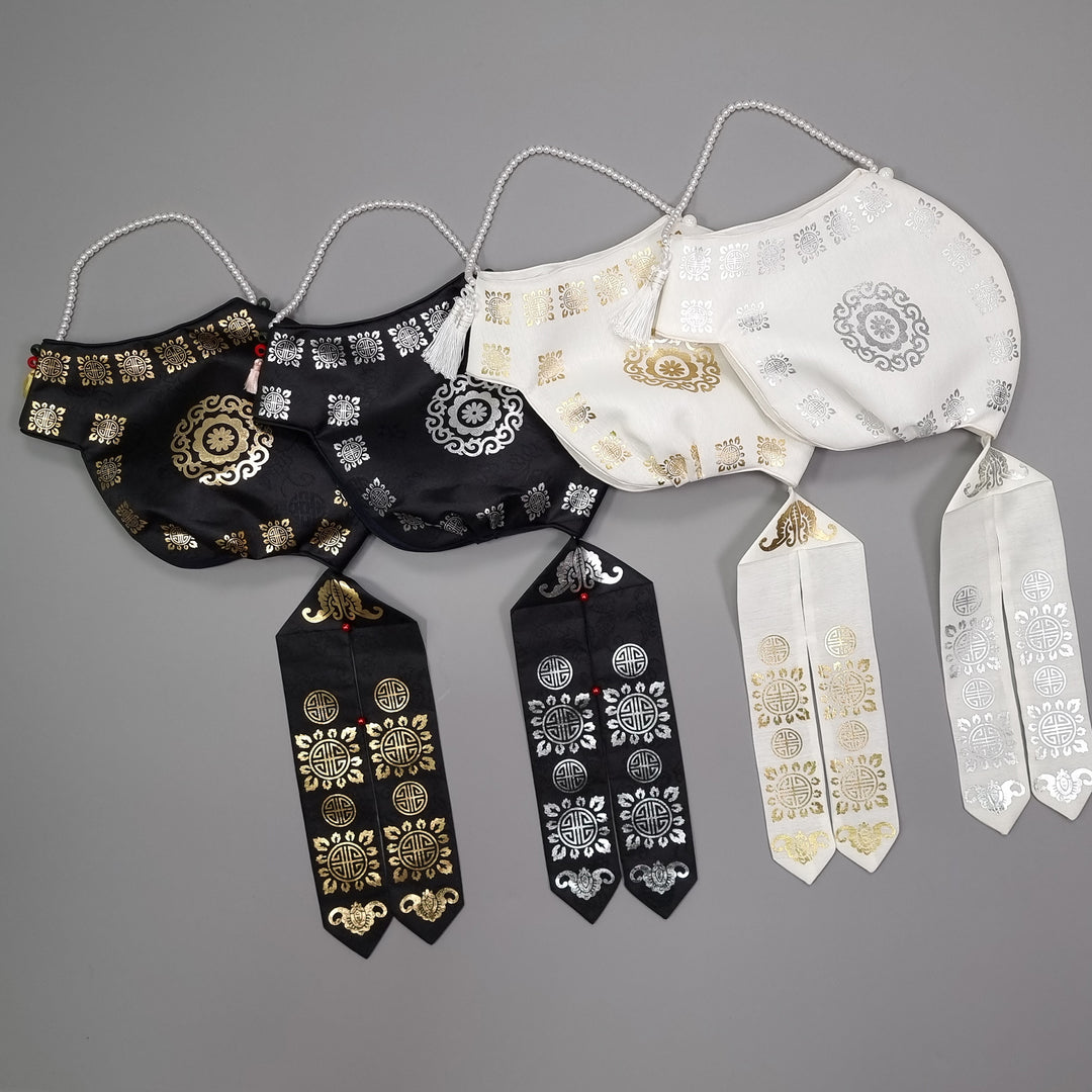 Hanbok Hat for Girl Baby Korea Traditional Hanbok Cap 조바위 도투락 Gold Silver Print 1 Age OS02