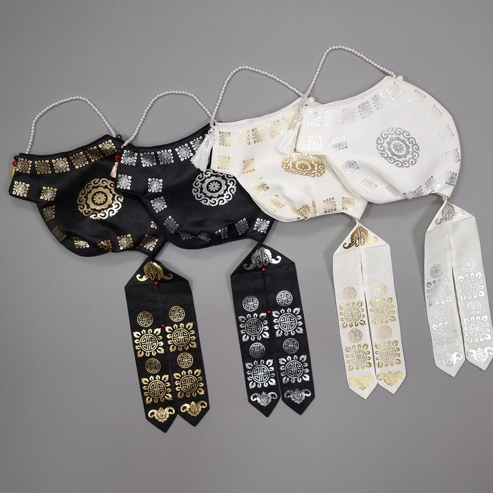 Hanbok Hat for Girl Baby Korea Traditional Hanbok Cap 조바위 도투락 Gold Silver Print 1 Age OS02