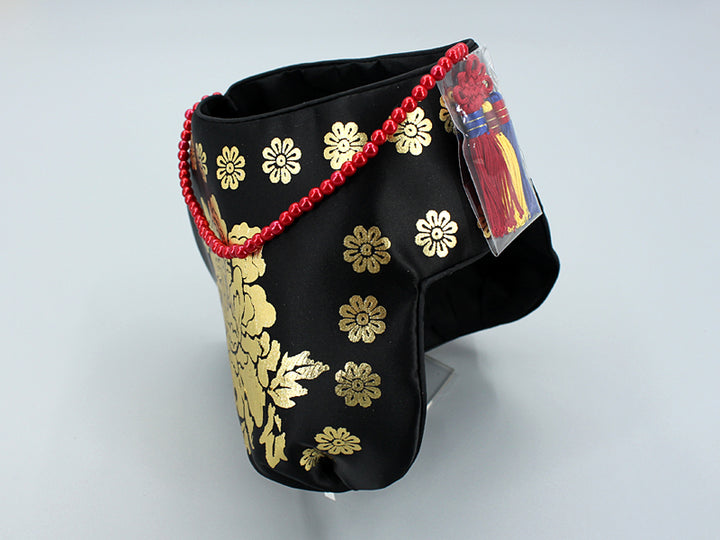 Hanbok Hat 조바위 Korea Traditional Hat Cap Girl Baby Head Piece Dol Party 1st Birthday Celebration Black Gold Print