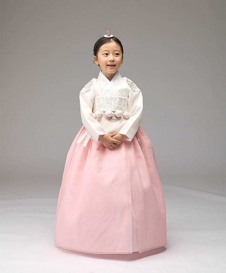 Hanbok Girl Baby Korea Traditional Clothing Set First Birthday Celebration Party Celebration 1–8 years Ivory Peach DGH104