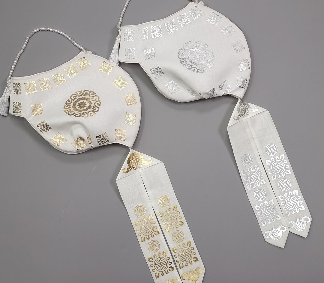 Hanbok Hat for Girl Baby Korea Traditional Hanbok Cap 조바위 도투락 Gold Silver Print 1 Age OS02