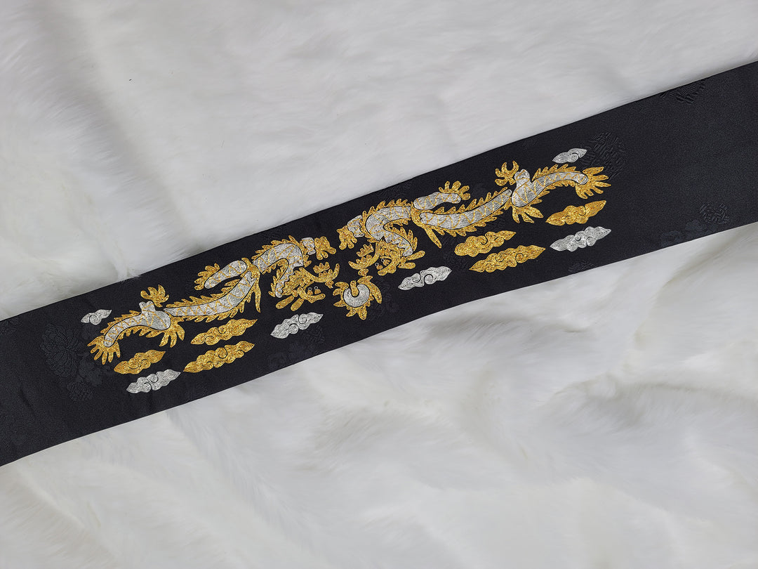 Korean Traditional Hanbok Belt Man Embroidery Black OB01