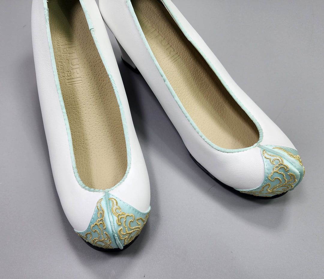 Korean Traditional Hanbok Shoes Socks for Woman Girl pastel Color White Mint Footwear Wedding Birthday PU WS104