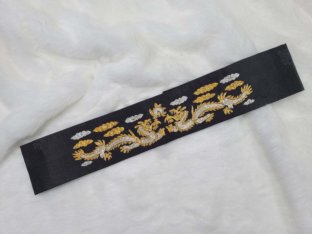 Korean Traditional Hanbok Belt Man Embroidery Black OB01