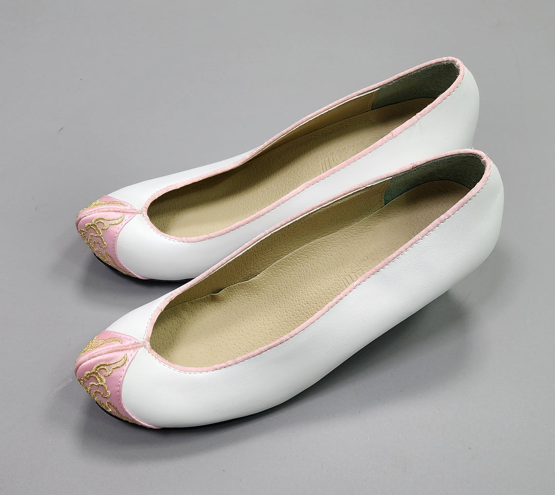 Korean Traditional Hanbok Shoes Socks for Woman Girl pastel Color White Peach Footwear Wedding Birthday PU WS105