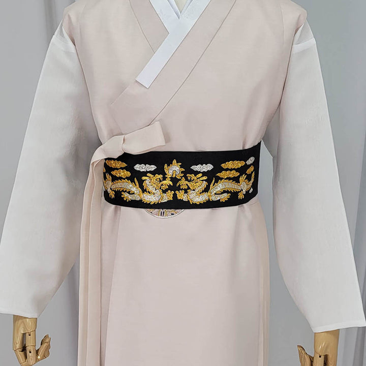Korean Traditional Hanbok Belt Man Embroidery Black OB01