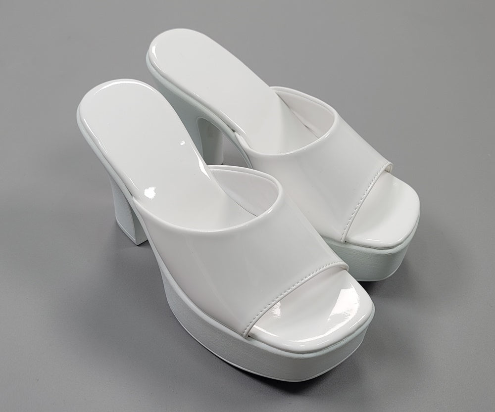 Korean Traditional Hanbok Shoes Socks for Woman Girl White Color Slipper 11 cm Heel Footwear Wedding Birthday PU WS112