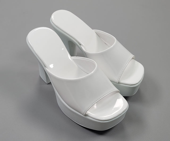 Korean Traditional Hanbok Shoes Socks for Woman Girl White Color Slipper 11 cm Heel Footwear Wedding Birthday PU WS112
