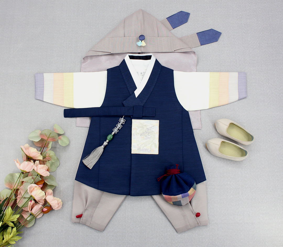Korean Traditional Boy Baby Hanbok Dol Baikil Party Celebration 100th Days 1st Birthday 1–10 Years Navy DDB126