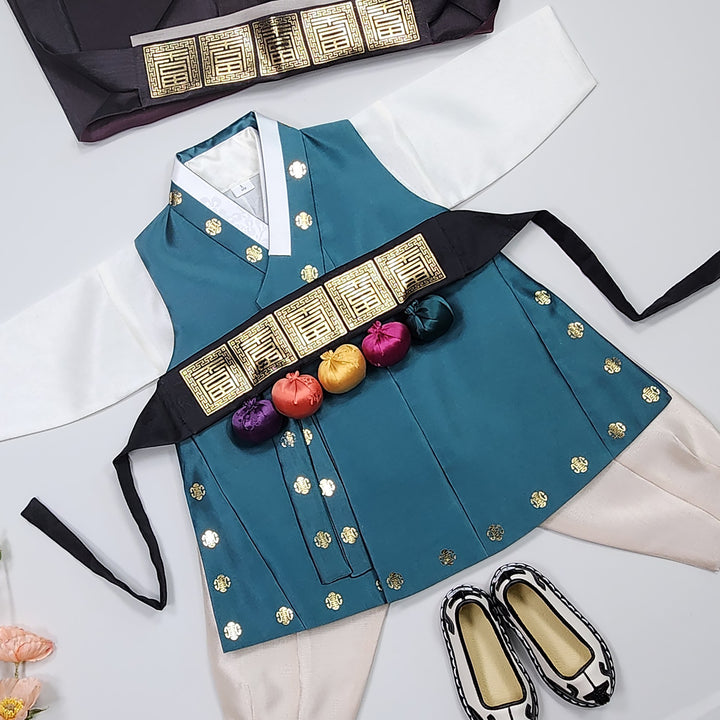 Korean Traditional Hanbok Brother Boy Baby Dol Baikil Party Celebration 100th-10 Ages 1st Birthday Red Green GHB204