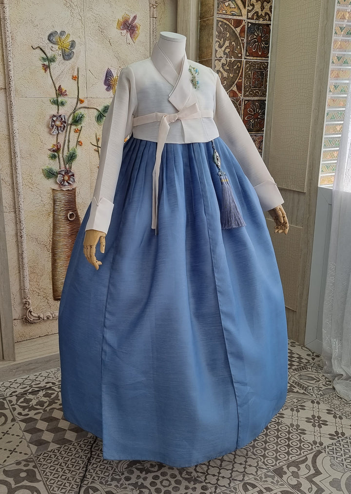 Korean Traditional Woman Man Couple Personal Custom Hanbok Wedding Party Ceremony Blue Hanbok OSF131