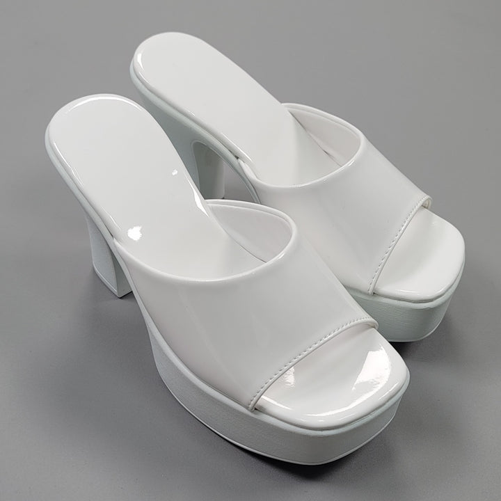 Korean Traditional Hanbok Shoes Socks for Woman Girl White Color Slipper 11 cm Heel Footwear Wedding Birthday PU WS112