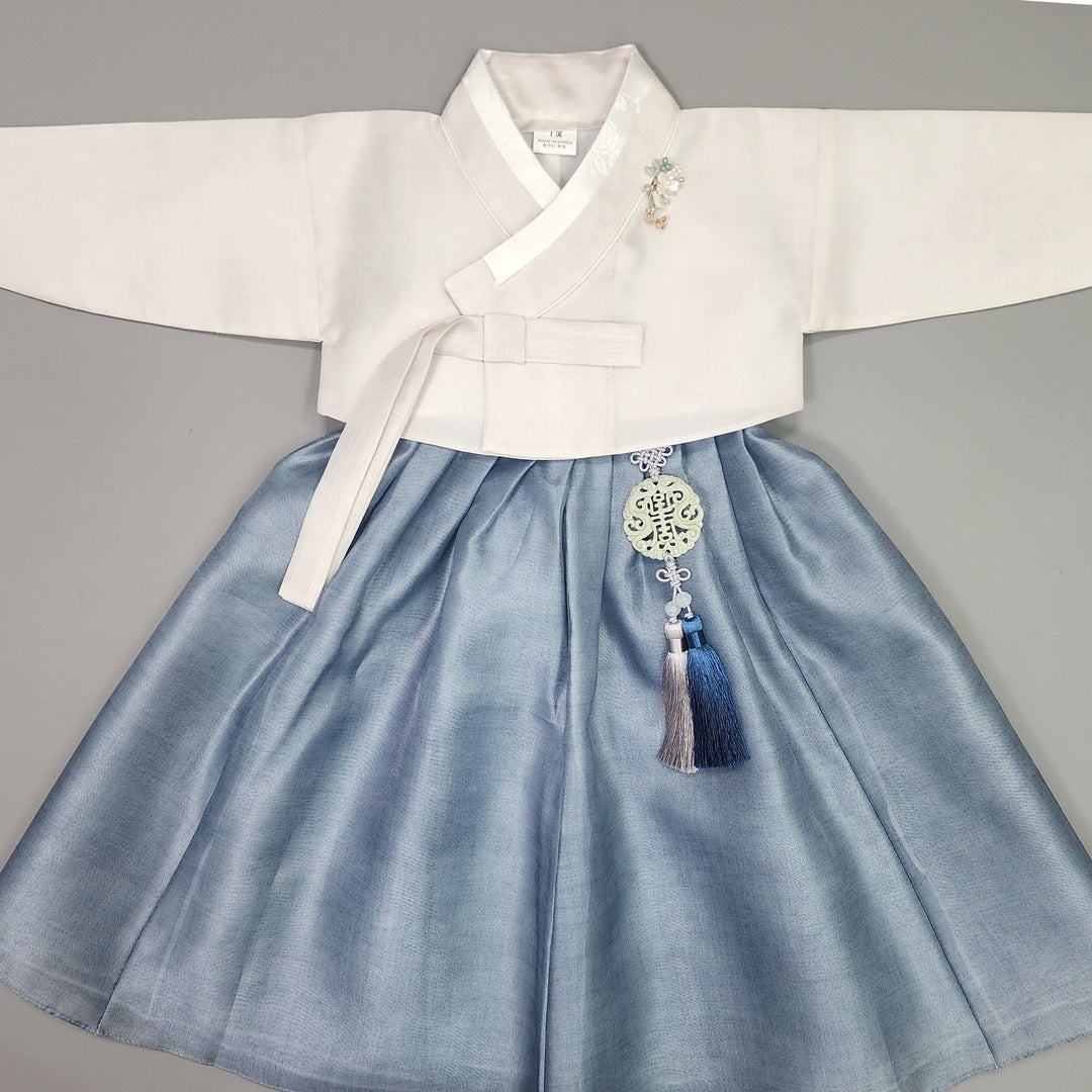Hanbok Girl Baby Korea Traditional Clothing Set First Birthday Celebration Party 100th Birth Celebration 1–15 years Ivory Blue