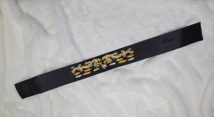 Korean Traditional Hanbok Belt Man Embroidery Black OB01