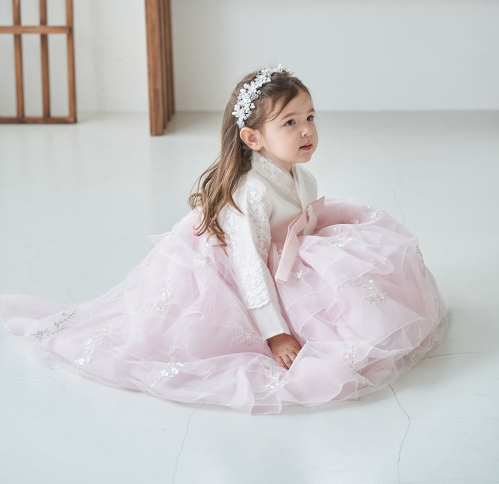 Hanbok Dress Girl Baby Korea Traditional Clothing Set First Birthday Celebration Party Celebration 1–10 Years Fancy Beads Dress OS101