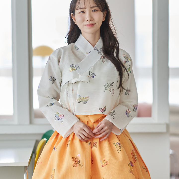 Korean Modern Daily Hanbok Casual Modernized Party Celebration Top Jeogori Butterfly Print SSN105