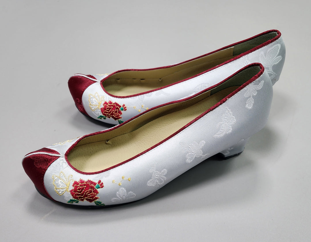 Korean Traditional Hanbok Shoes Socks for Woman Girl pastel Color Gray Embroidery Footwear Wedding Birthday PU WS108